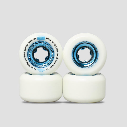 Ricta 54mm 78A Chrome Clouds Skateboard Wheels White / Blue