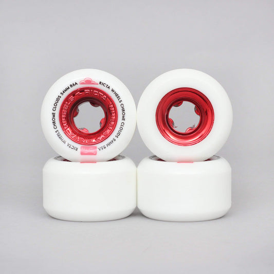 Ricta 54mm 86A Chrome Clouds Skateboard Wheels White / Red