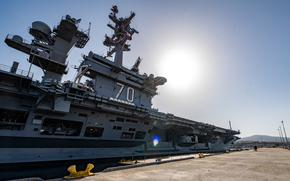 USS Carl Vinson at the pier in Los Angeles.