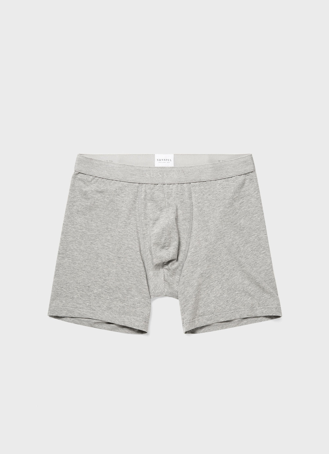 Men's Long Cut Stretch Cotton Trunks in Grey Melange