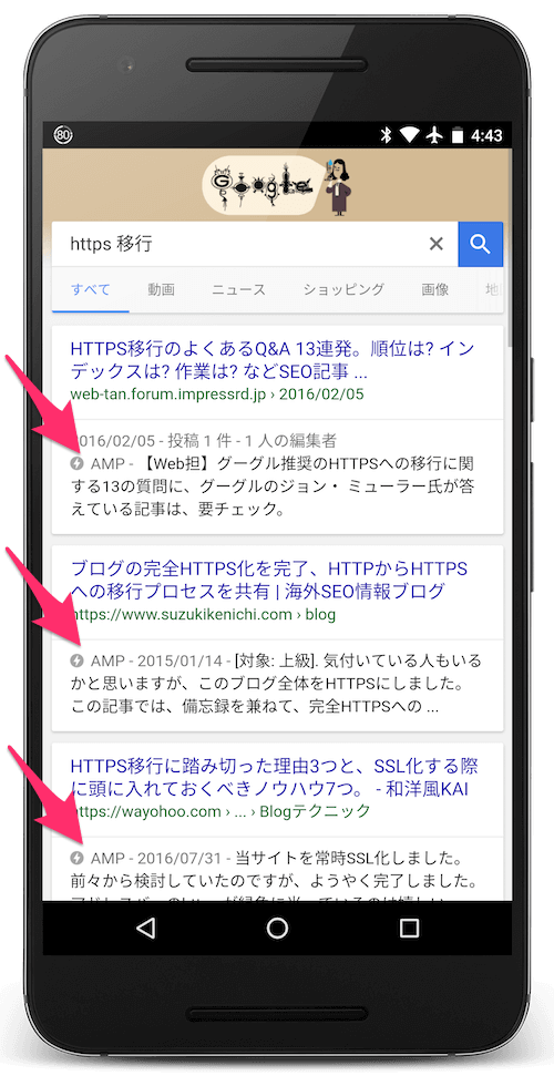 AMP化したモバイル検索結果