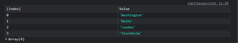 Passing tabular data as an array in JavaScript