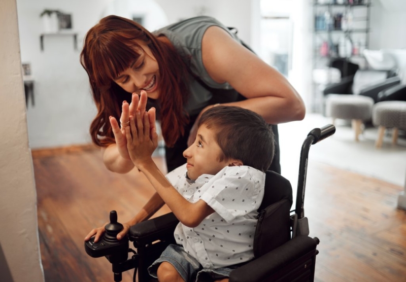 Kid with his mom thinking about better future