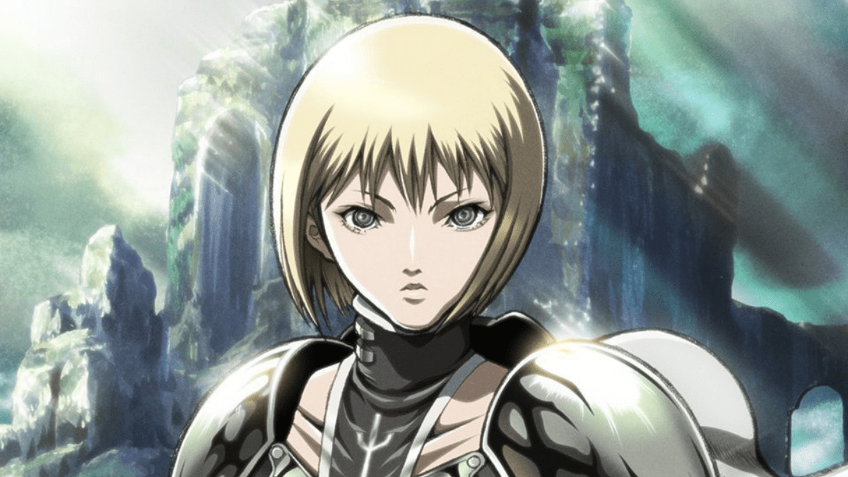 The warrior Clair stands in her armor in "Claymore"