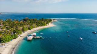 Senggigi beach in Lombok, popular for kayaking, jet skiing and banana boating