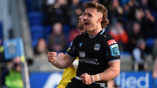 Rowe celebrates his second-half try but it was far from a perfect performance for Glasgow Warriors