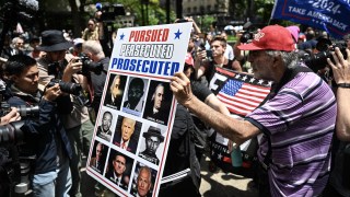 Donald Trump’s supporters rallied outside the court where he was on trial over hush money payments