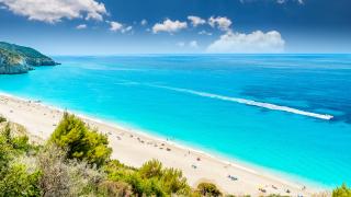 Milos beach is near the village of Agios Nikitas