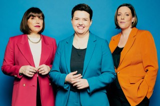 Ruth Davidson with her co-presenters on Sky News podcast, Electoral Dysfunction, Beth Rigby, left, and Jess Phillips