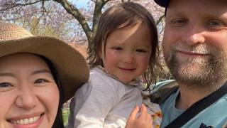 John Balson with Yumeno Niimura, his wife, and their three-year-old daughter