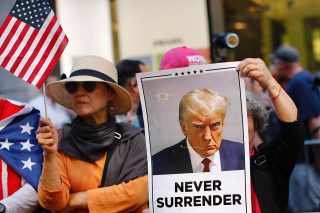 Supporters gather at Trump Tower. The former US president, and presumptive Republican nominee for election this year, has said he will appeal against the decision