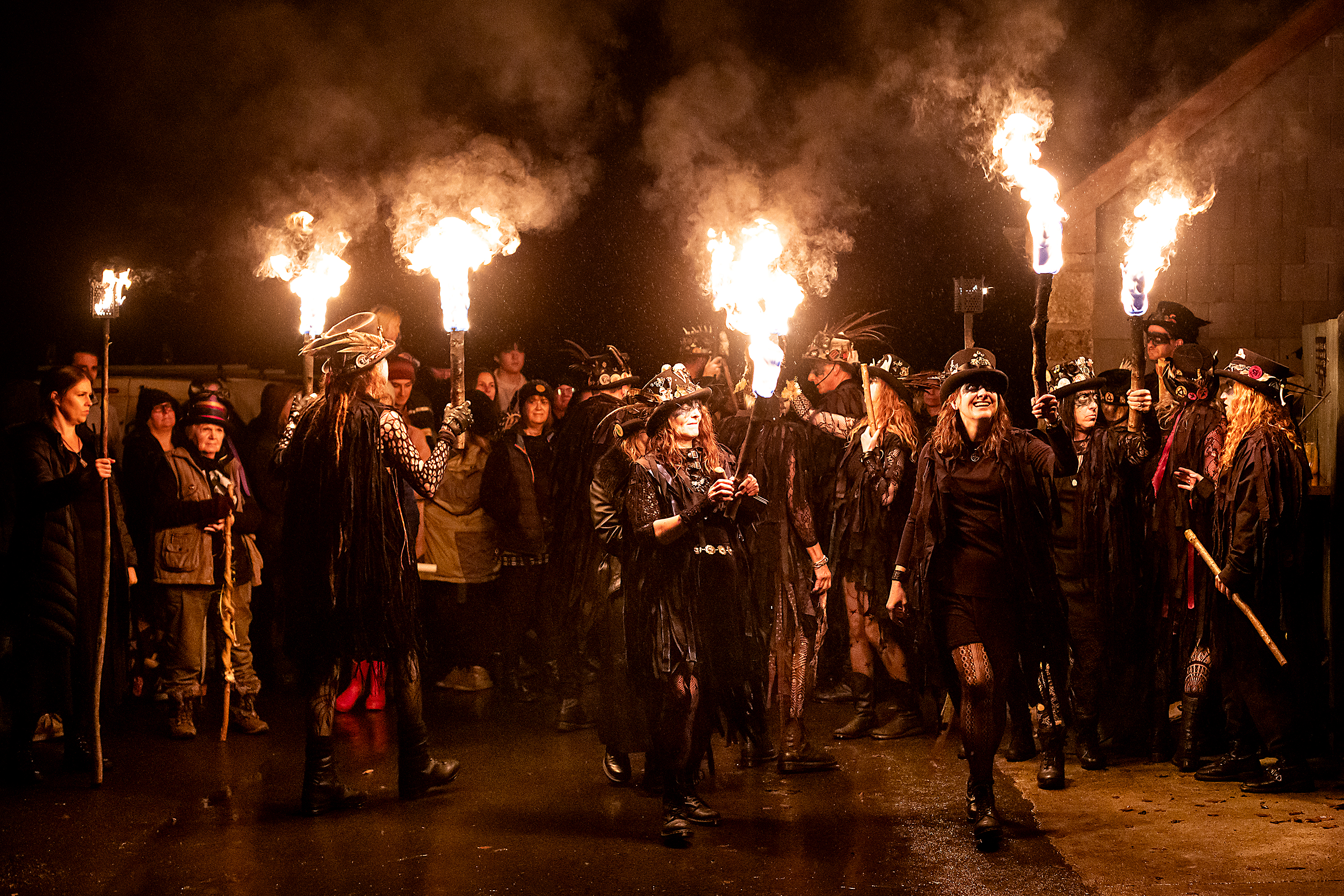 The Beltane Border Morris dancers performed a fire dance at the Tors Inn in Belstone, Devon, to celebrate the old Celtic festival of Samhain, widely considered to be a predecessor to Halloween