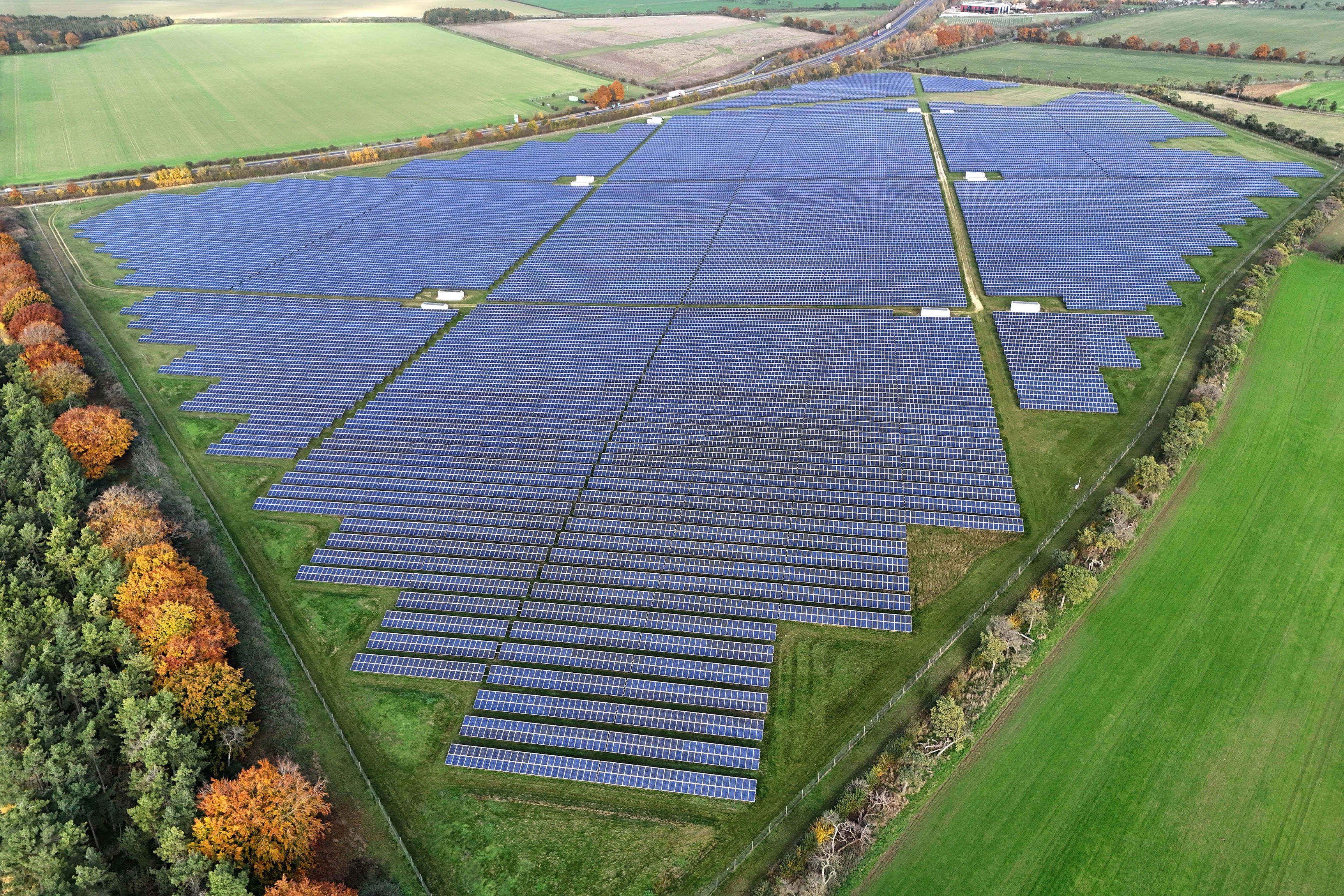 Starmer pledged that the UK would cut its carbon emissions by investing in renewable energy such as solar farms like this one near Great Wilbraham