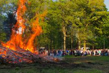 Gathering at Easter bonfire