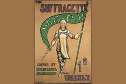 Poster advertising the Suffragette newspaper, 1912. Artist: Hilda Dallas