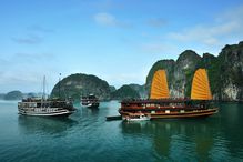 View of boats in Halong Bay, Vietnam