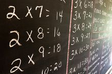 multiplication tables on a chalk board