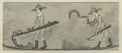 Engraving of peasants with farming implements