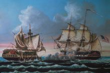 Naval battle between the USS Constitution and the HMS Guerriere, August 19, 1812