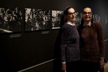 Identical twins at a Holocaust exhibit.