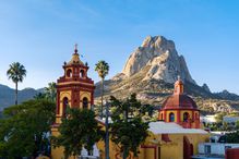 Bernal village with Bernal Peak, Querétaro state, Mexico