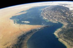 Satellite view of the Strait of Hormuz