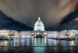 US capitol building at night