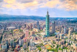 Aerial view of cityscape at Taipei center district, Taiwan