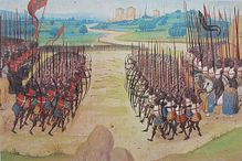 A full-color image depicting the battle of Agincourt.