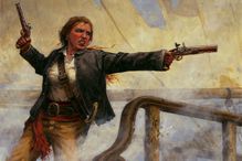 Anne Bonny on her ship artist rendering