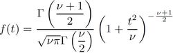 Formula for Students&#39; t distribution