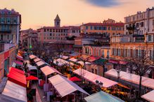 Evening light over flower market