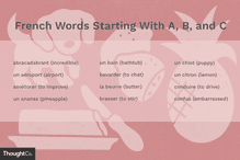 French words starting with A, B, and C