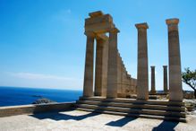 Stoa of Temple of Athena Lindia, at Lindos on the Island of Rhodes, Greece, built circa 300 BC