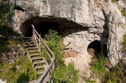 Entrance to the Denisova cave in southern Siberia, Russia.