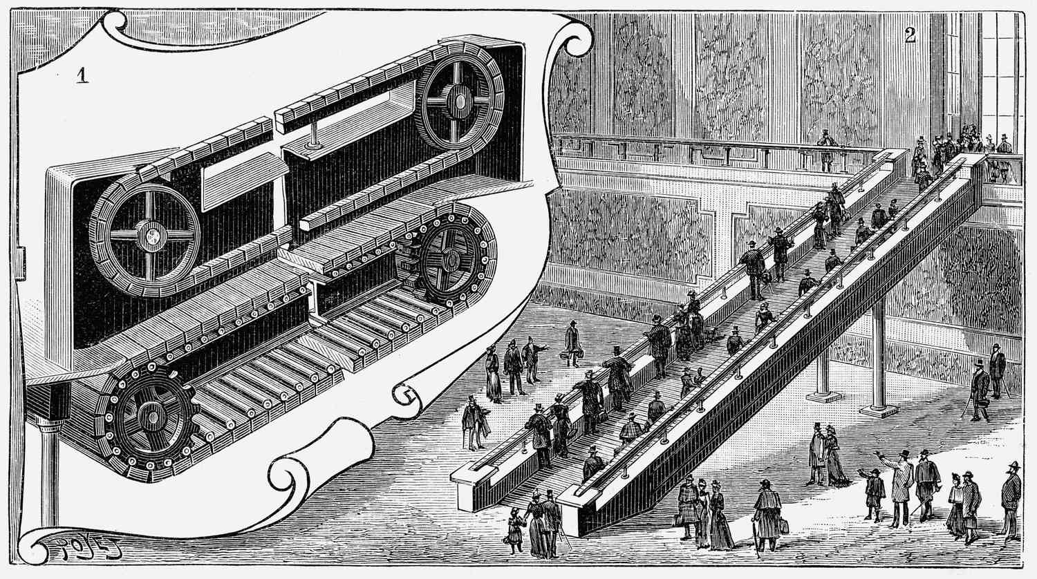 Escalator at the Pennsylvania Railroad Company's Cortland Street Station, New York, 1893.