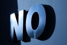 "No" graphic in bold letters