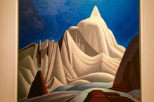 painting of rocky mountains in snow by Lawren Harris