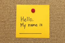 "Self Introduction - Hello, My name is ... on a post it note."