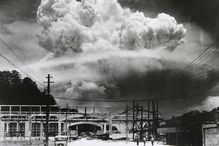 View of the radioactive plume from the bomb dropped on Nagasaki City