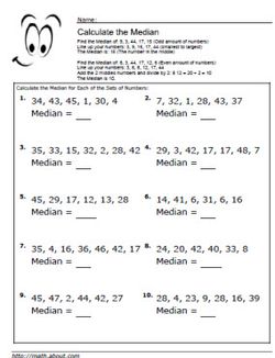 Median Worksheet 1