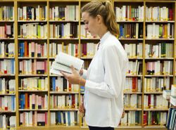 Woman in a bookstore