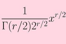 Probability density function for chi-square distribution with r degrees of freedom.