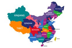 A map of China with all of its provinces labeled