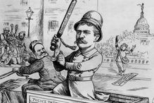 Cartoon of Theodore Roosevelt reforming the New York Police