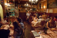 Dining in a restaurant in Trastevere in Rome
