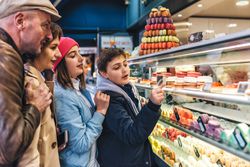 Family shopping for macarons