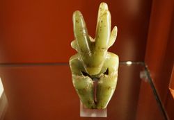 Jade figure, neolithic period, China, The Museum of Far Eastern Antiquities in Stockholm, Sweden