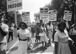 Civil rights advocates march on Washington, D.C. in 1963.