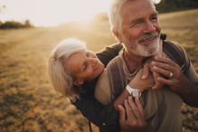 Elderly couple enjoying spending time together.